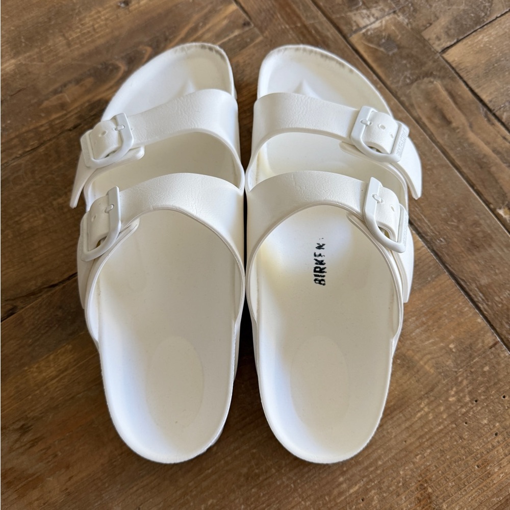 Birkenstock Arizona Eva White Double Strap Slides Plastic Women’s Size 39 (8.5)